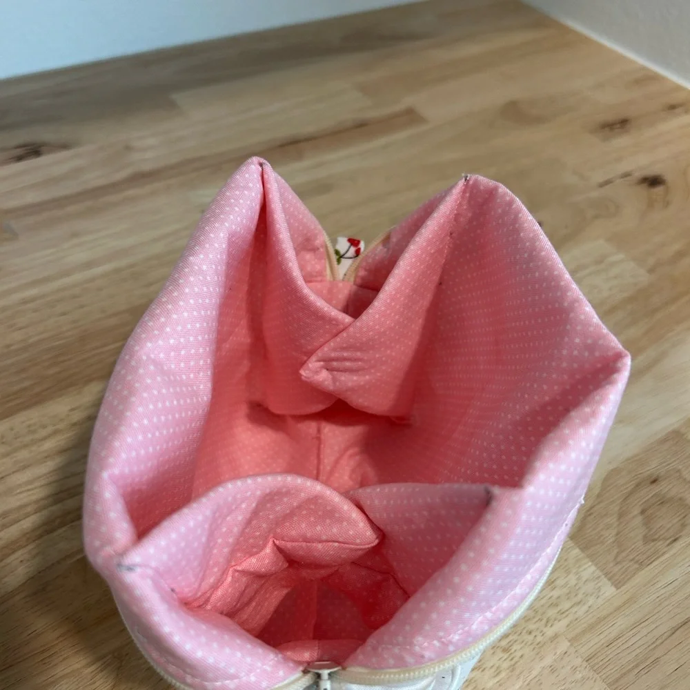 Cherry Print Kids Accessory Bag - Pink and White
